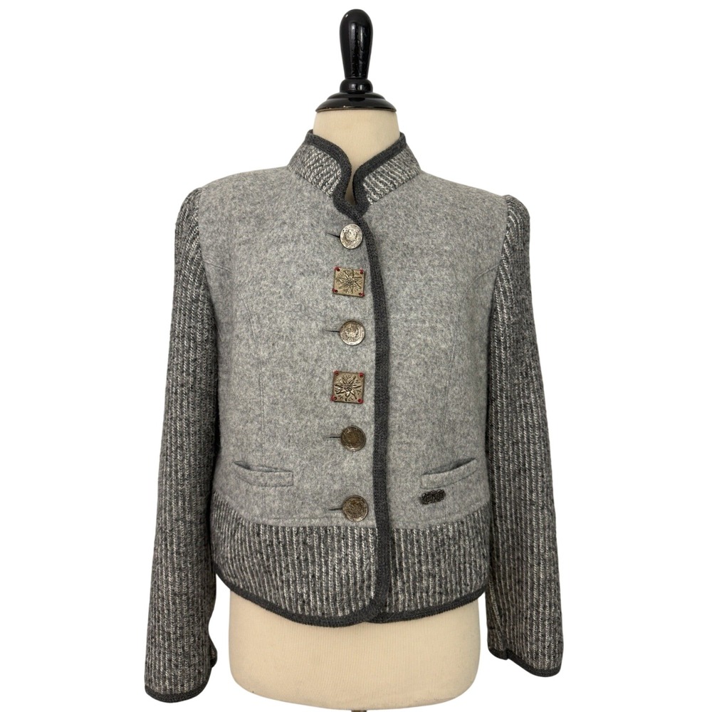 M & G Vintage Boiled Wool JACKET 12 Trachten Loden Mohair Janker Cardigan Coin